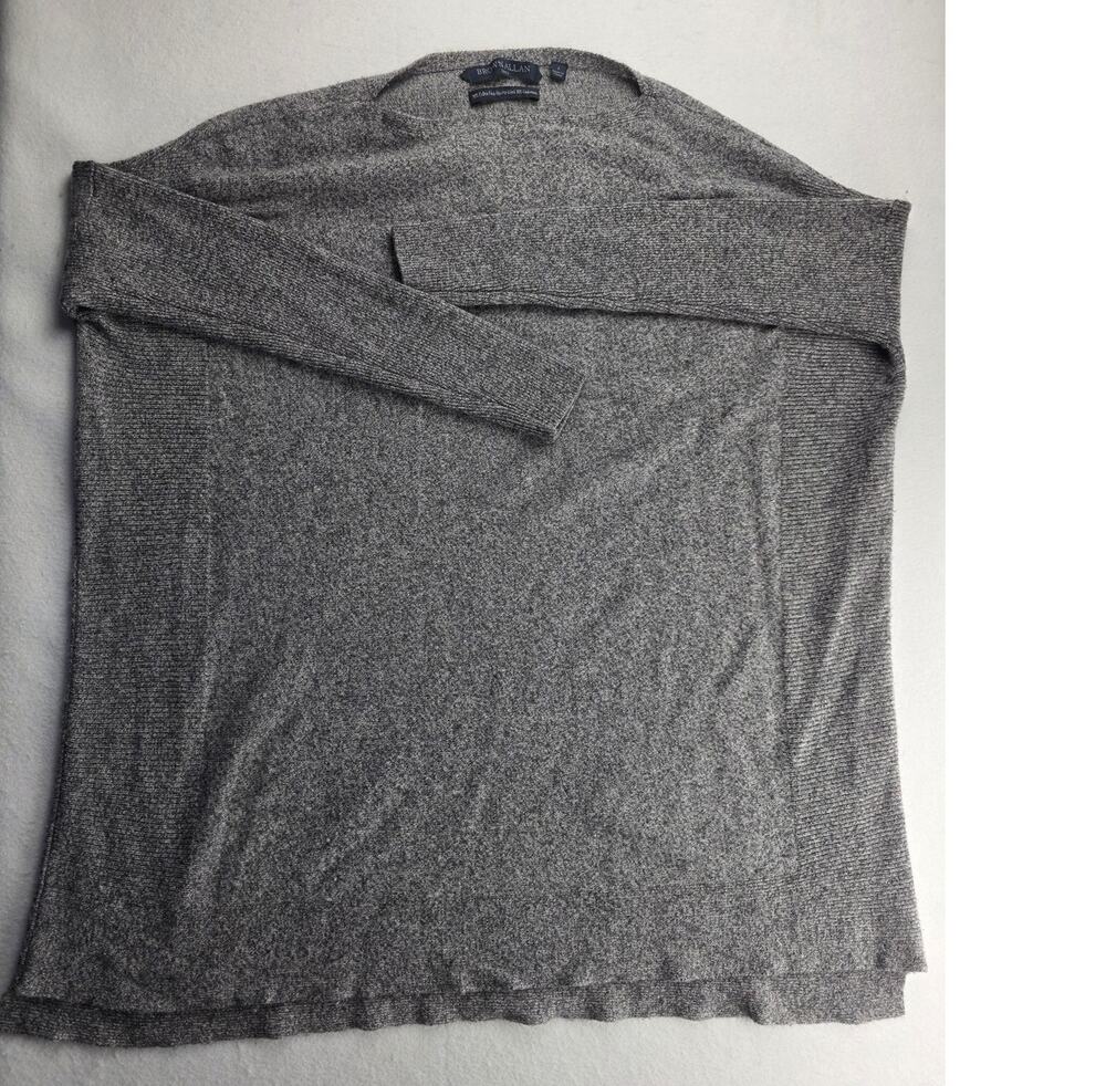 Brown Allan Gray Merino Wool Cashmere Scoop Neck Sweater Size Small
